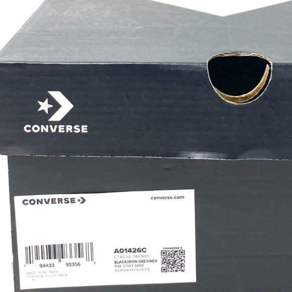 Converse Ultra Future Sport Mid Top Black Red Leather Mesh Shoes Women's A01426C - Picture 8 of 9